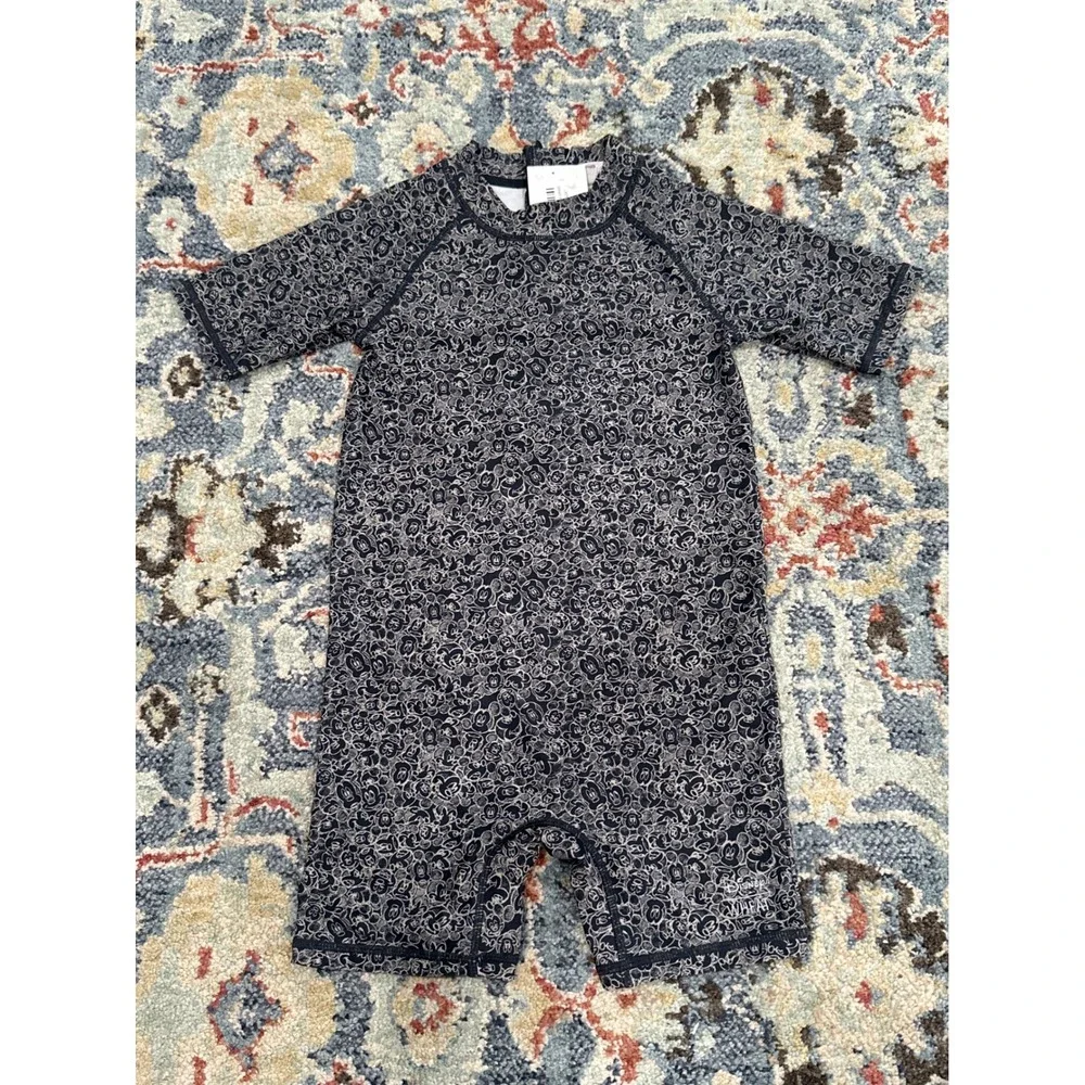 Disney Wheat Swimsuit Kids Size 6 Navy Mickey‎ Mouse Rash Guard NWT